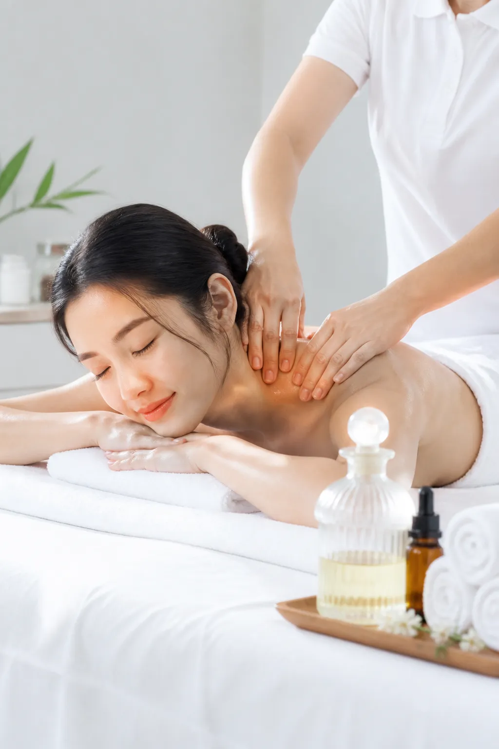 Entspannende Rückenmassage auf der Behandlungsliege